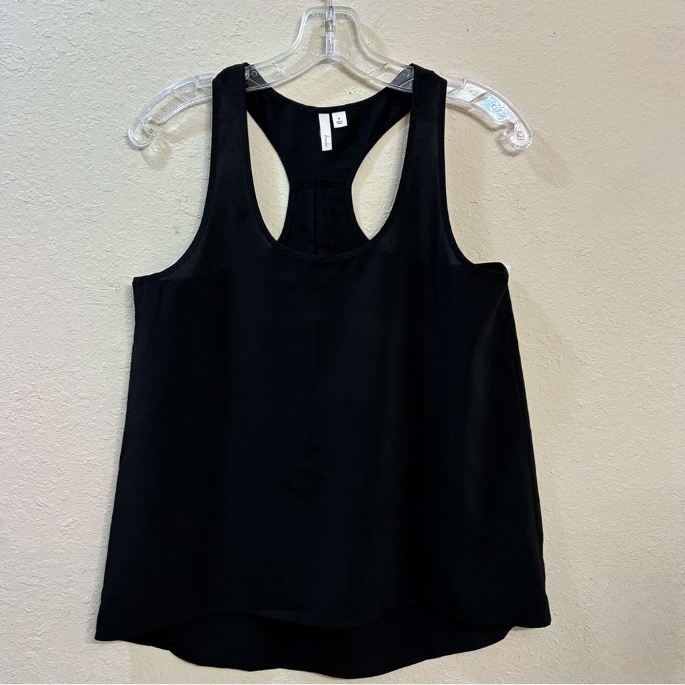 Frenchi Sleeveless Blouse Scoop Neck High Low Hem Black Tank Top Racerback Small